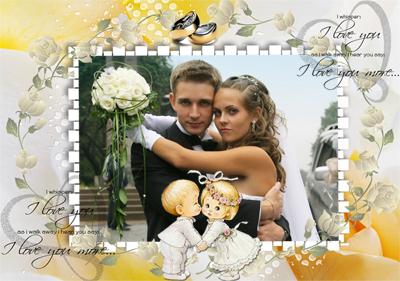 Рамки для свадебных фотографий Love you, вставить фото онлайн