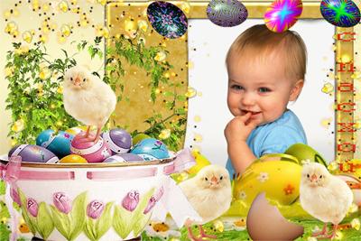 Фоторамка с пасхальными яйцами, вставить фото онлайн
