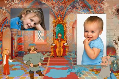 Детские рамки вставить онлайн 2 фото с героями сказки, сделать онлайн