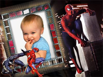 Детские рамки онлайн с человеком-пауком, сделать в онлайн фотошопе