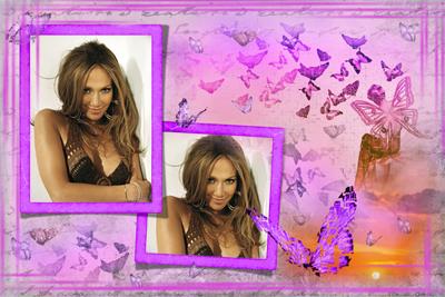 Розовая рамочка с бабочками, сделать в онлайн фотошопе