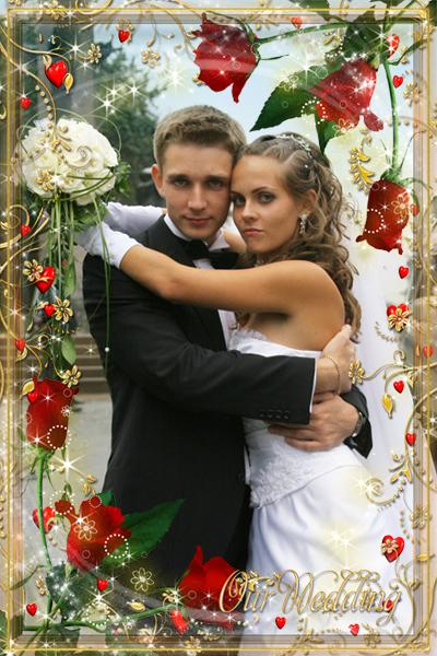 Свадебная рамочка с цветами, сделать онлайн
