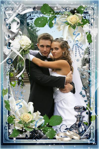 Свадебный фотоколлаж с кольцами, вставить фото онлайн