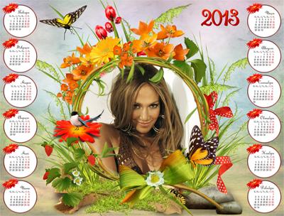 Календарь на 2013 год с летними цветами, редактор фото онлайн