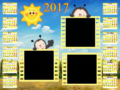 Фоторамка детский календарь 2017 - онлайн бесплатно вставить фото