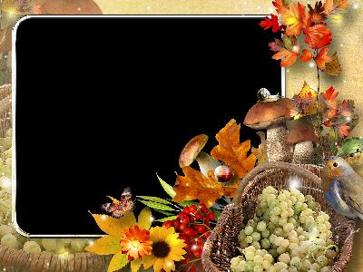 Осенняя фоторамка грибная корзина - онлайн бесплатно вставить фото